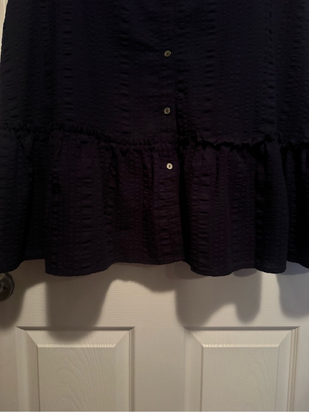 Time & Tru Sz XXL Sleeveless Navy Button-Front Ribbed Ruffle Swing dress - Picture 4 of 7